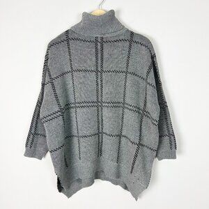 NEW Jodifl Turtleneck Sweater Poncho Style Windowpane Size Small Women's